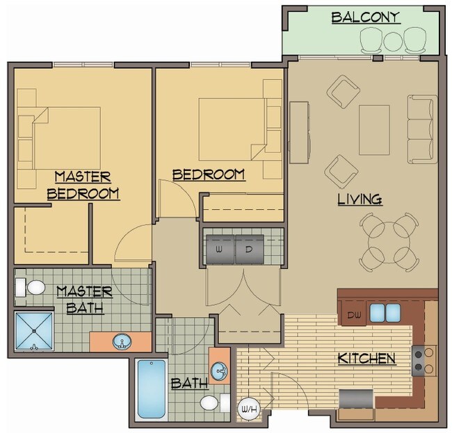 2BD, 2BTH A Rehab 3-413 floor plan